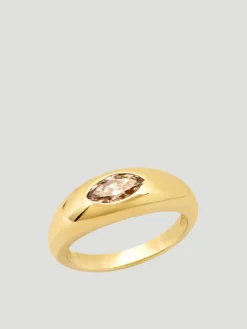14K Yellow Gold Champagne Marquis Gypsy Ring