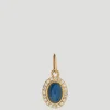 14k Yellow Gold with Labradorite Cabochon & Diamonds Charm