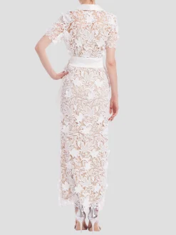 Lace Shirt Dress in White