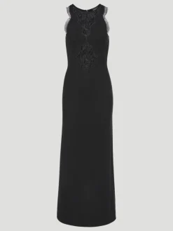 Lace-Trimmed Knit Midi Dress