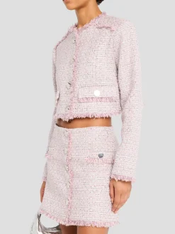 Lainey Crew Neck Cropped Tweed Jacket
