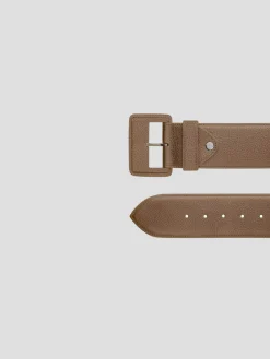 La Merveilleuse Calf Leather Belt in Taupe