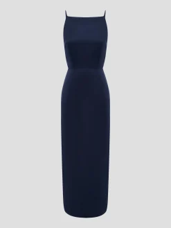 Leila Square-Neck Satin Midi Dress