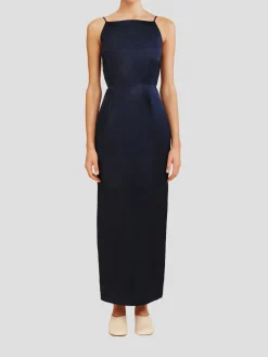 Leila Square-Neck Satin Midi Dress