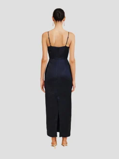 Leila Square-Neck Satin Midi Dress