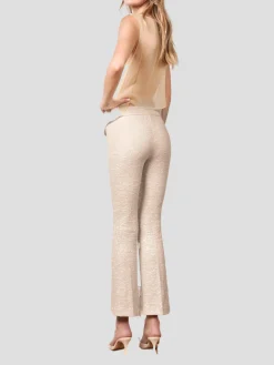 Leo Crop Flare Pant in Champagne Boucle