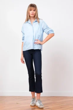 Leo Crop Flare Pant in Dark Denim