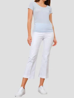 Leo Crop Flare Pant in White