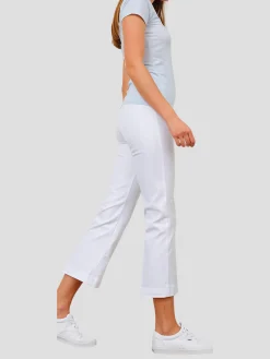 Leo Crop Flare Pant in White