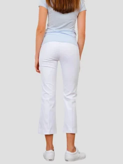 Leo Crop Flare Pant in White