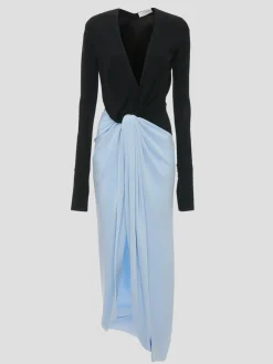 Long Sleeve Knot Detail Jersey Gown
