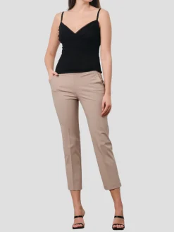 Lulu Crop Slim Pant with Pockets in Beige