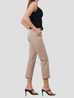 Lulu Crop Slim Pant with Pockets in Beige