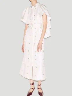 Maira Belted Embellished Shirt Dress with Cape Detail
