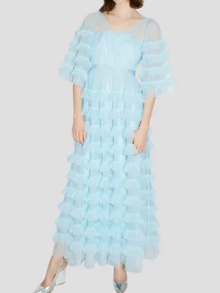 Marybell Tiered Tulle Gown in Blue