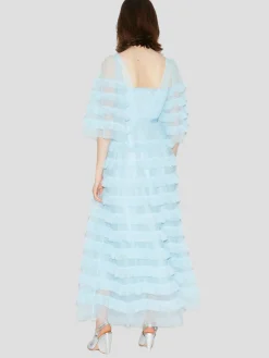 Marybell Tiered Tulle Gown in Blue