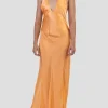 Mayan Gold Silk Charmeuse Bias Cut Slip Gown