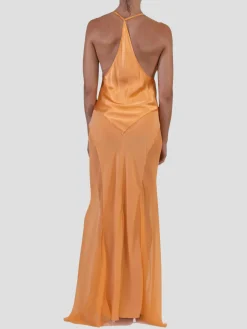Mayan Gold Silk Charmeuse Bias Cut Slip Gown