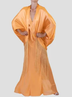 Mayan Gold Silk Charmeuse Bias Cut Slip Gown