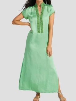 Meg 54" Cap Sleeve Caftan in Pear
