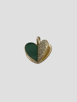 Memento Malachite & Diamond Heart Charm Pendant
