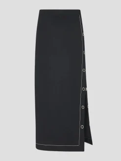 Midi Snap Skirt in Black