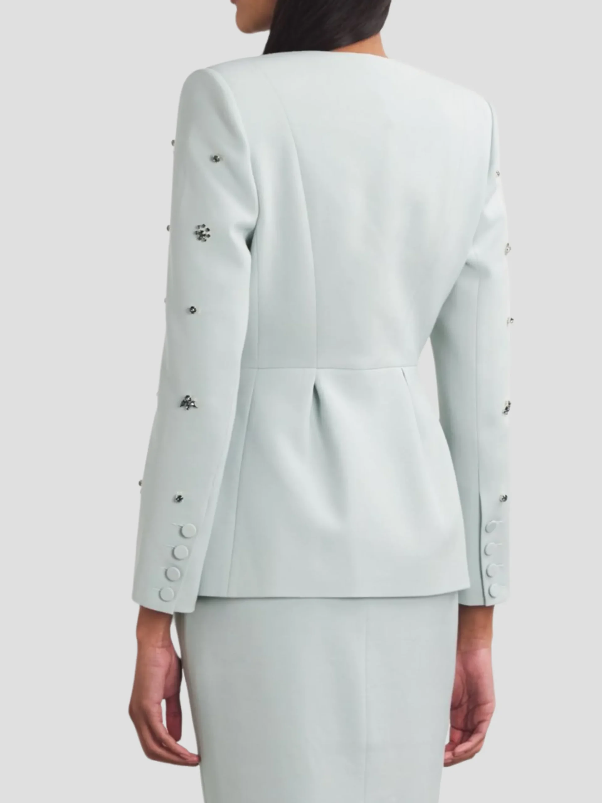 Milo Crystal-Embellishe Crepe Jacket in Blue