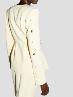 Milo Crystal-Embellished Crepe Blazer in Yellow