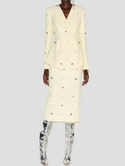 Milo Crystal-Embellished Crepe Blazer in Yellow
