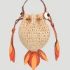 Natural Gold Fish Raffia Cross Body Bag