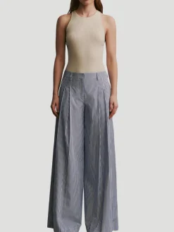 New Didi Wide-Leg Pant in White & Navy