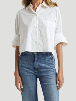 Next Ex Cotton Cropped Shirt in Oat