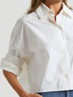 Next Ex Cotton Cropped Shirt in Oat