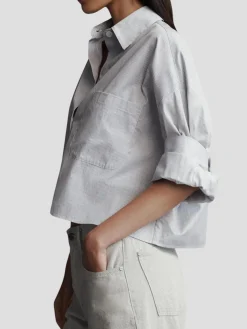 Next Ex Cotton Cropped Shirt in Aberdeen Stripe