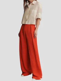 Next Ex Silk Voile Cropped Shirt in Gold Stripe