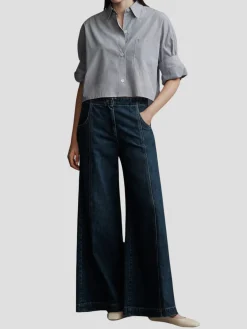 Next Ex Striped Cotton Cropped Shirt