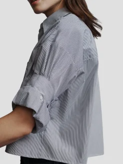 Next Ex Striped Cotton Cropped Shirt