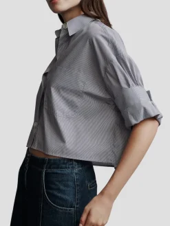 Next Ex Striped Cotton Cropped Shirt