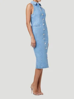 Palmer Button-Front Denim Midi Dress