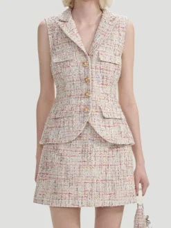 Pastel Bouclé Tailored Mini Dress