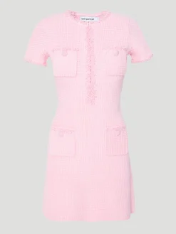 Pink Textured Knit Mini Dress