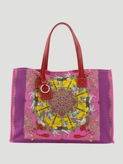 Pink Toy Horses Printed Tote Bag