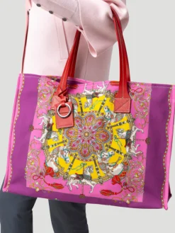 Pink Toy Horses Printed Tote Bag