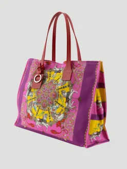 Pink Toy Horses Printed Tote Bag