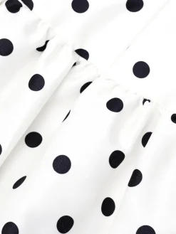 Polka Dot Taffeta Midi Dress in Cream