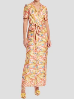 Print Shirt Dress in Coral Multi