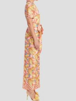 Print Shirt Dress in Coral Multi
