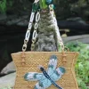 Raffia Tote with Dragonfly