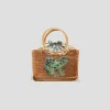 Raffia Tote with Green Bullfrog