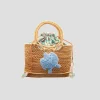 Raffia Tote with Ocean Sea Turtle